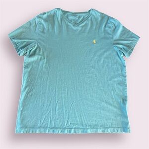Polo Ralph Lauren Light Blue V-Neck Shirt Size Large